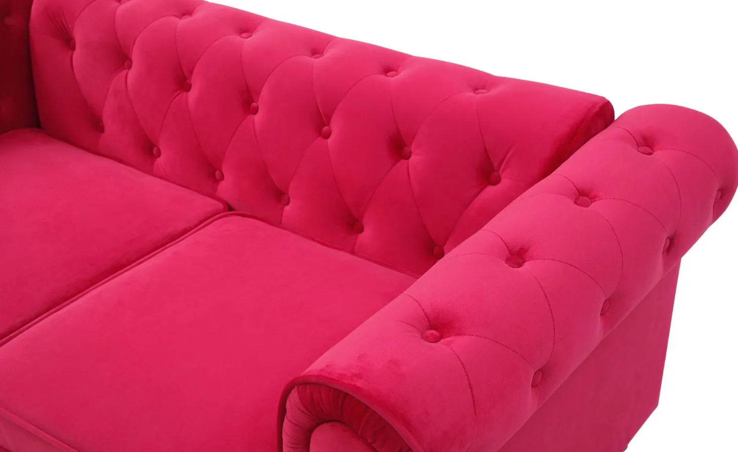 Grand canapé 3 places Chesterfield Velours Rouge