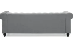 Grand canapé 3 places Chesterfield Velours Argent