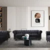 Grand fauteuil Chesterfield velours Noir