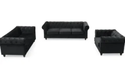Grand fauteuil Chesterfield velours Noir