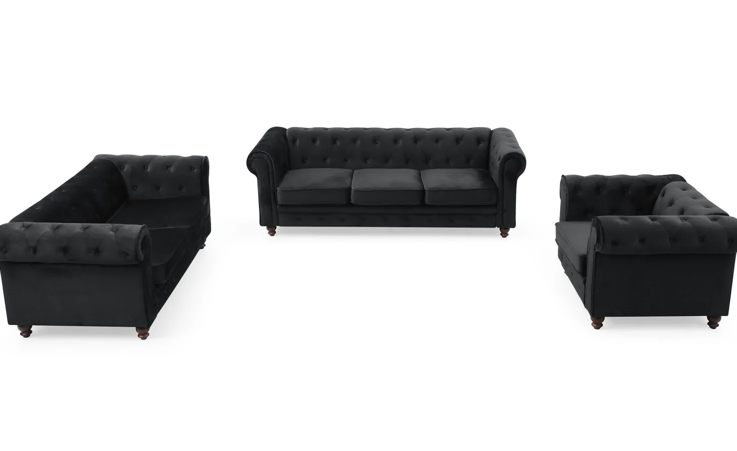Grand fauteuil Chesterfield velours Noir