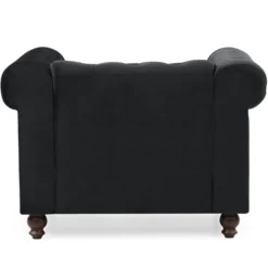 Grand fauteuil Chesterfield velours Noir