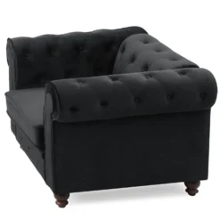 Grand fauteuil Chesterfield velours Noir
