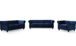 Grand fauteuil Chesterfield Velours Bleu