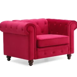 Grand fauteuil Chesterfield velours Rouge