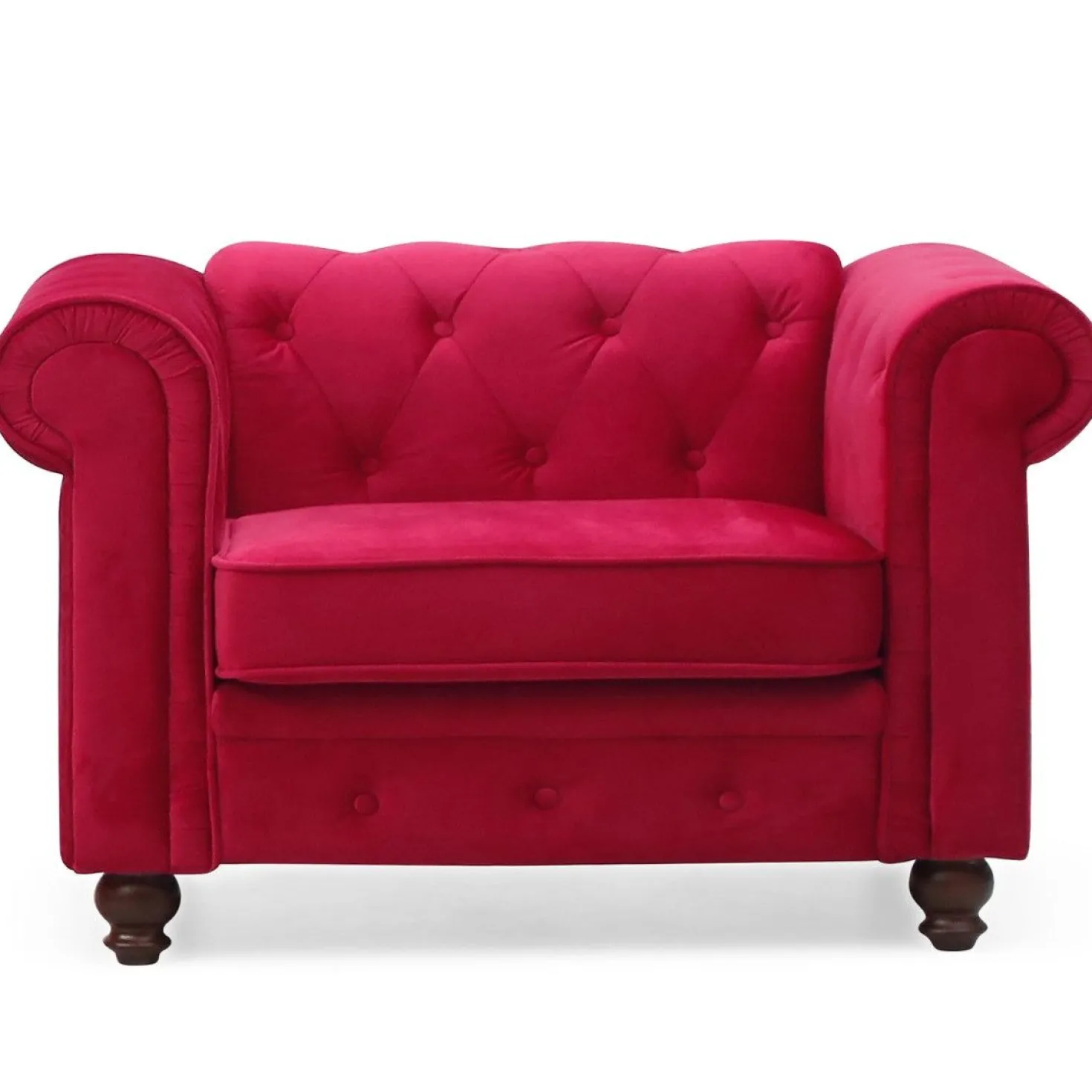 Grand fauteuil Chesterfield velours Rouge
