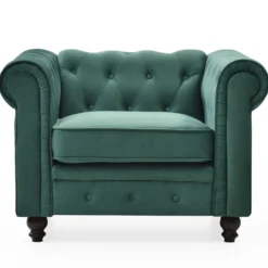 Grand fauteuil Chesterfield Velours Vert