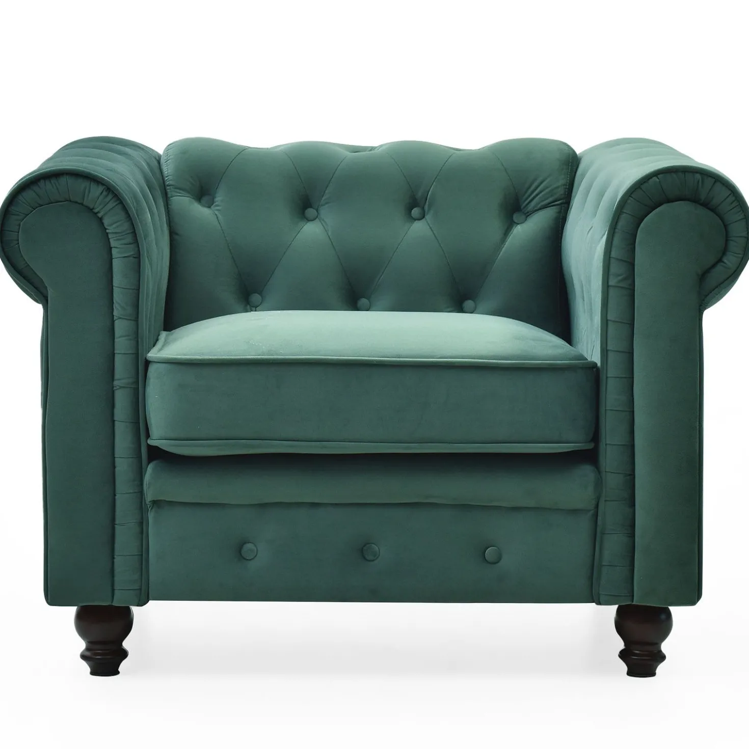 Grand fauteuil Chesterfield Velours Vert