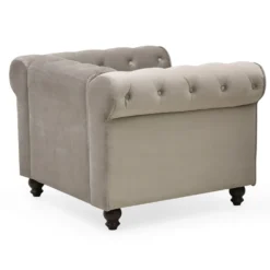 Grand fauteuil Chesterfield velours Taupe
