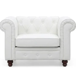 Grand fauteuil Chesterfield Blanc