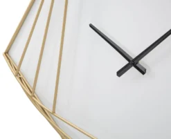Horloge murale carrée métal doré et plastique blanc