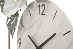Horloge murale décorée fleurs et feuilles cadran marbre