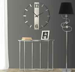 Horloge murale en métal Noir et Argent