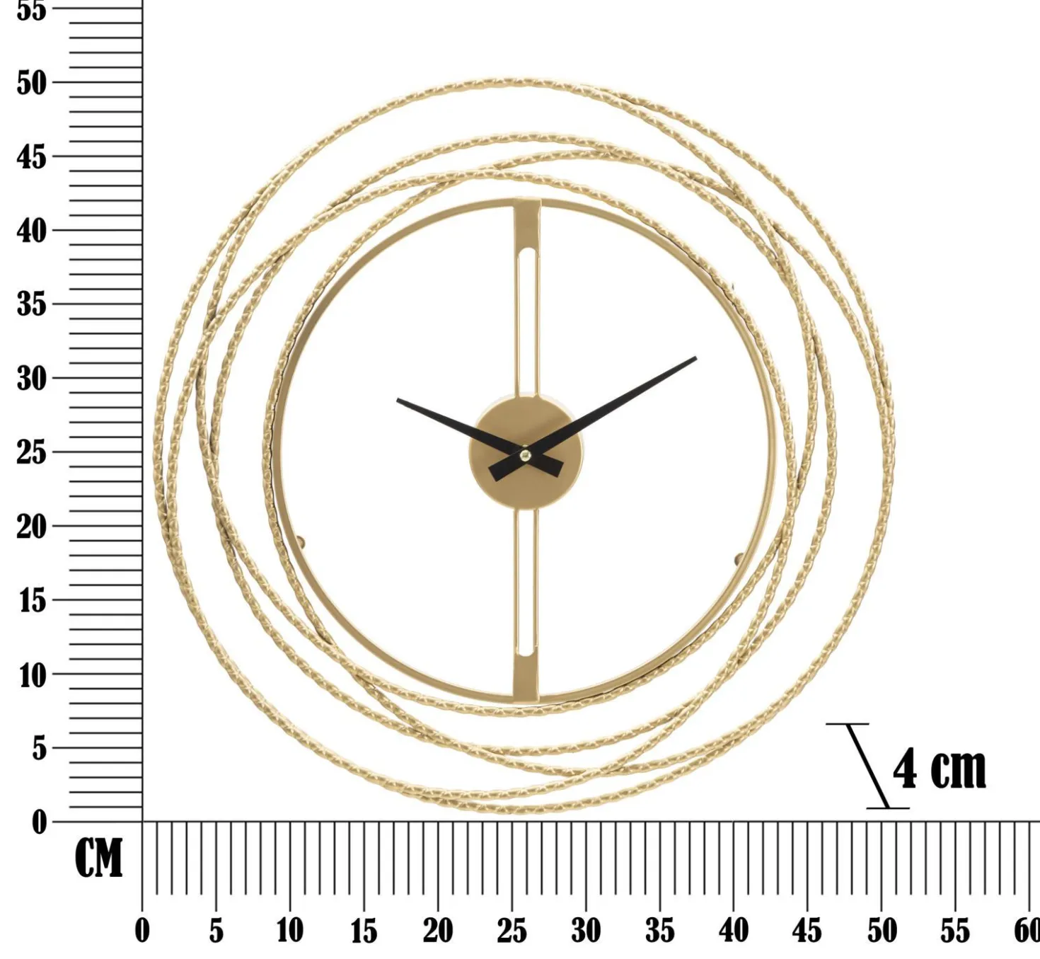 Horloge murale métal doré cercles entrelacés