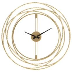 Horloge murale métal doré cercles entrelacés