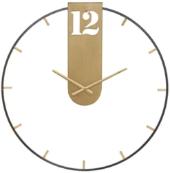 Horloge murale métal Noir et Doré