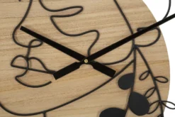 Horloge murale ronde en métal et MDF noir et brun