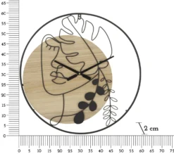 Horloge murale ronde en métal et MDF noir et brun