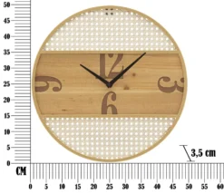 Horloge murale ronde Fuji Fer et M.D.F Paille de Vienne