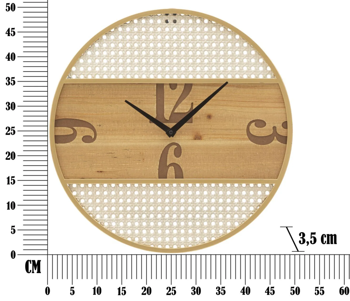 Horloge murale ronde Fuji Fer et M.D.F Paille de Vienne
