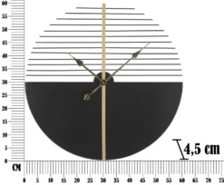 Horloge murale ronde Glam Stick Fer Noir et Doré