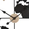 Horloge murale ronde Monde Métal Noir et M.D.F marron