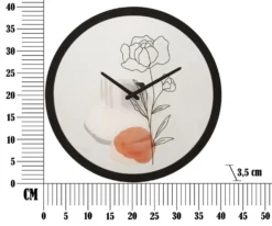 Horloge murale ronde motif rose fer et verre multicolore