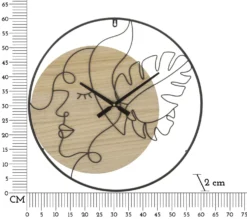 Horloge murale ronde métal noir et bois marron