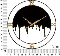 Horloge murale ronde Splash Fer Noir et finitions dorées