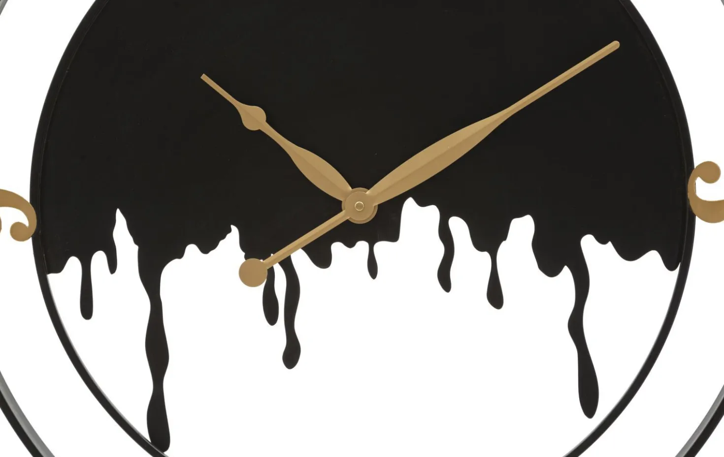 Horloge murale ronde Splash Fer Noir et finitions dorées