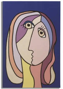 Impression murale Cubisme encadrée en bois massif couleurs vives