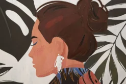 Impression murale Lady Jungle encadrée toile bois massif couleurs chaudes