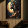 Impression sur toile avec cadre Minerva LED doré
