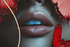 Impression sur toile Papillons rouges 3D avec LED