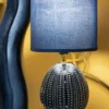 Lampe de chevet Flavi céramique bleue abat-jour tissu bleu