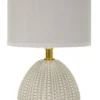 Lampe de chevet Flavi Céramique Grise abat-jour Tissu Gris