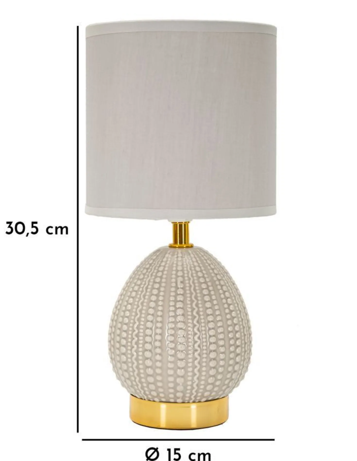 Lampe de chevet Flavi Céramique Grise abat-jour Tissu Gris