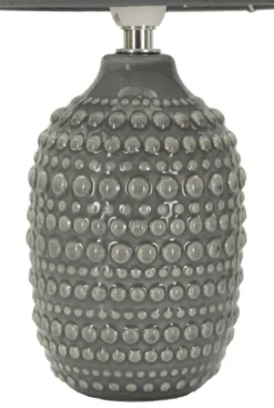 Lampe de chevet motifs en relief Grise céramique Grise abat-jour Tissu