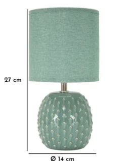 Lampe de chevet Pontus Céramique Turquoise abat-jour Tissu