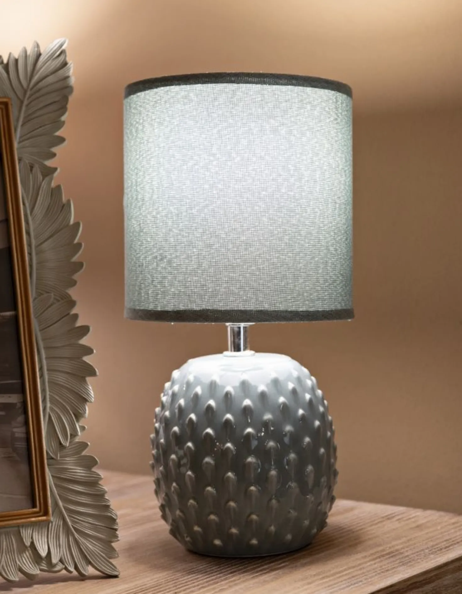 Lampe de chevet Pontus Céramique Turquoise abat-jour Tissu