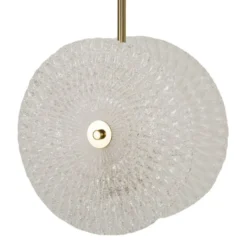 Lampe de plafond métal doré abat-jours en verre décorés reliefs