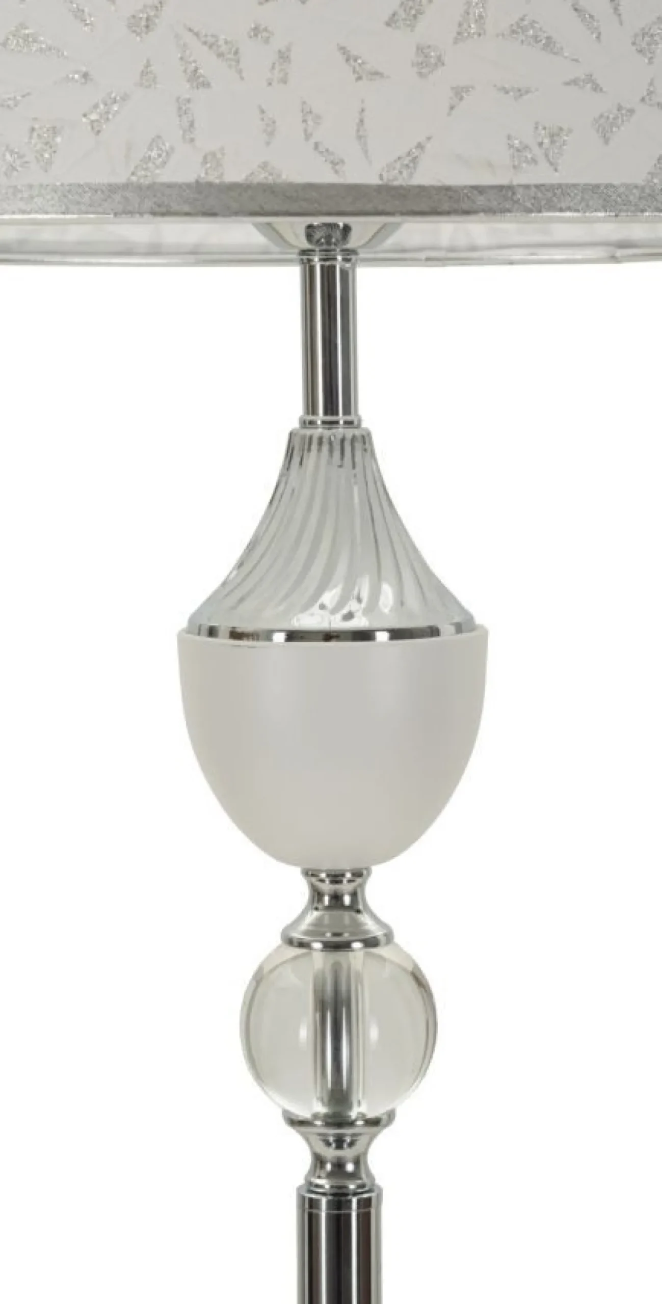Lampe de sol Kody Métal Argent et Abat-jour Blanc