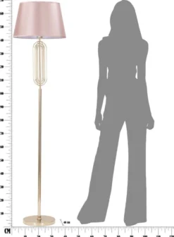 Lampe de sol Ovy métal doré abat-jour tissu rose