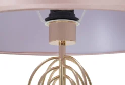 Lampe de sol Ovy métal doré abat-jour tissu rose