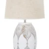 Lampe de table Athenes Polyrésine Blanc abat-jour Tissu Beige