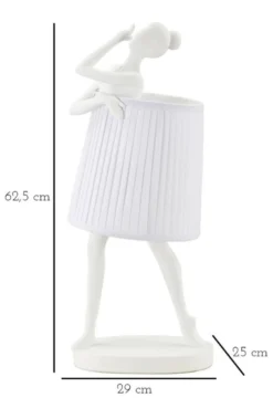 Lampe de table Ballet Résine Blanc abat-jour tissu Blanc