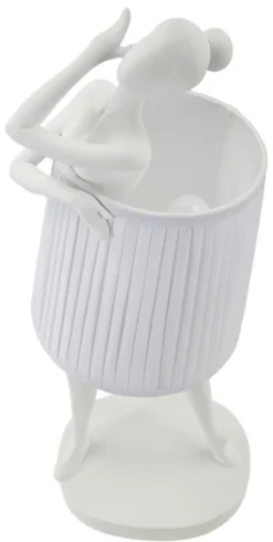 Lampe de table Ballet Résine Blanc abat-jour tissu Blanc