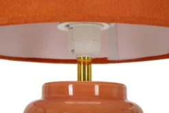 Lampe de table base céramique orange abat-jour tissu orange