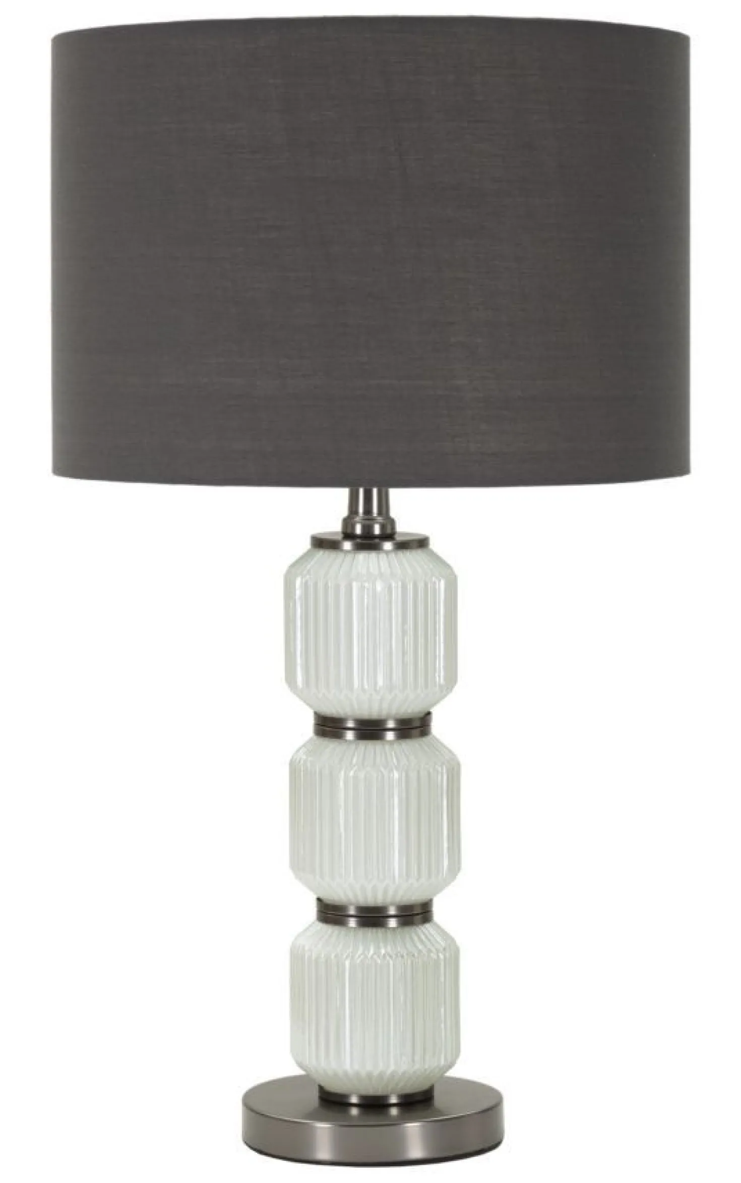 Lampe de table Bright Three Verre Blanc abat-jour Velours Gris