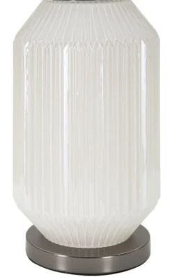 Lampe de table Brighty Verre Blanc abat-jour Velours Gris